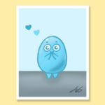 Cute blue blob greeting card