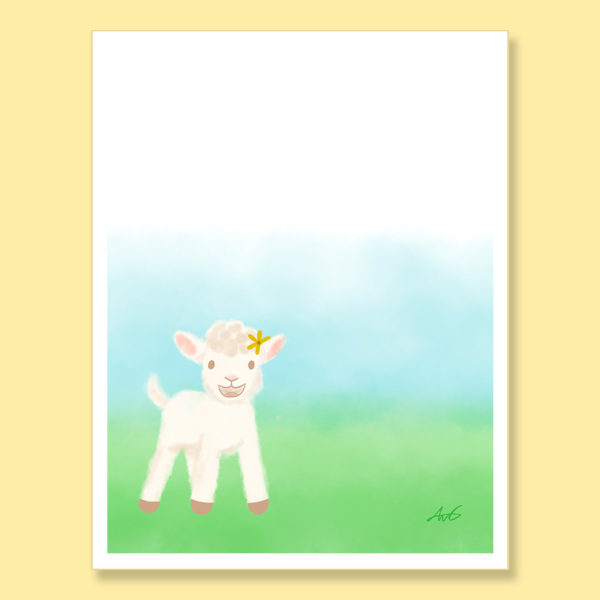 Little sheep lamb flower thank you baptism congratulations greeting card