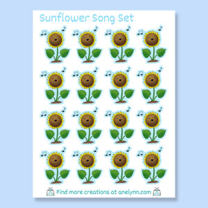 Cute Sunflower Song Set Music stickers vinyl white stickers set